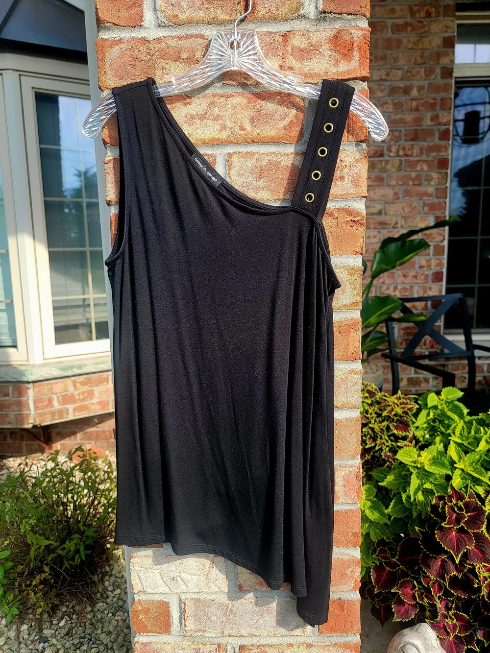 Women's Cable & Gauge Black Tank Top with Grommet Strap